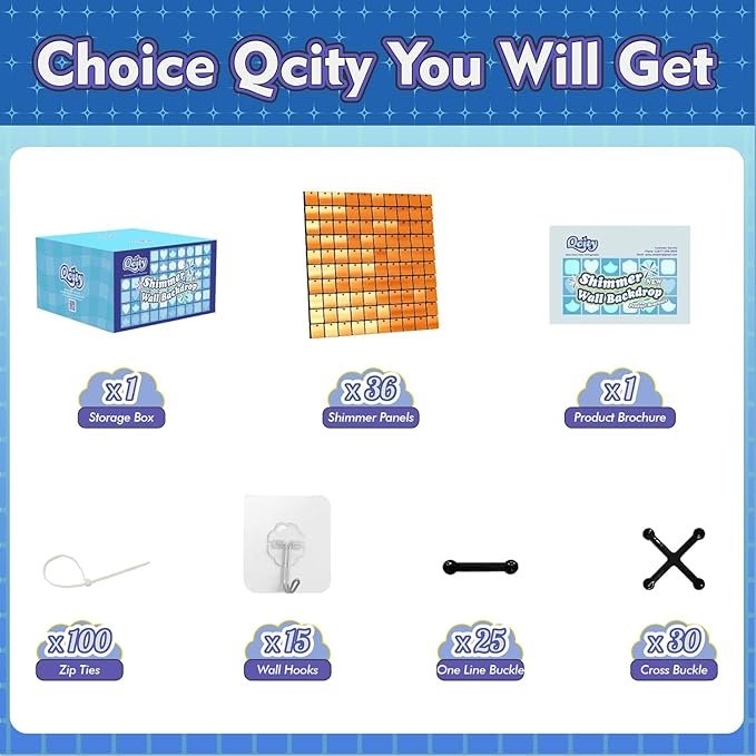 Qcity Orange Shimmer Wall Backdrop 36PCS, Square Sequin Glitter Backdrop Panel - Image 2