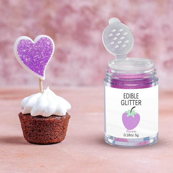 Purple Edible Glimmer Powder Glitter, Colaele 5 grams Food-Grade Luster Dust - Image 3