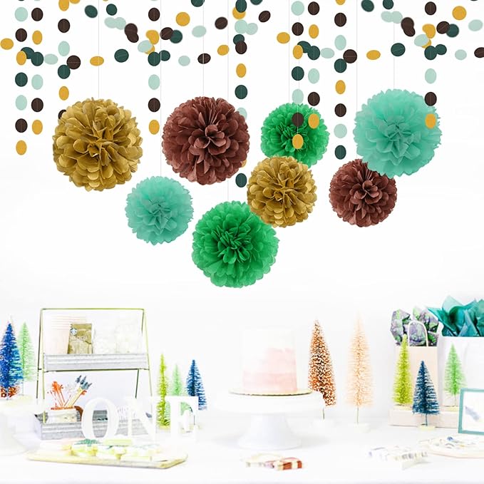 Sage-Green Gold Brown Party Decorations - 52FT Paper Streamers Gender Neutral - Image 5