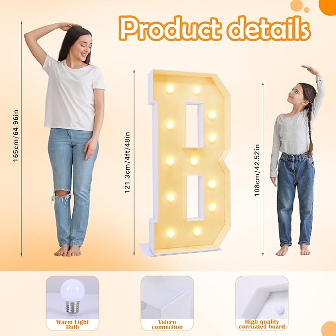 4ft Marquee for Letters B, Neon Sign, 4 Feet Tall, Celebratory - Image 4