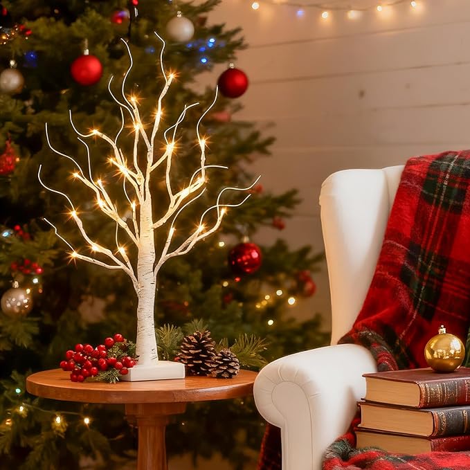 Vanthylit Lighted Birch Tree Battery Powered Tabletop Tree Decorations - Image 5