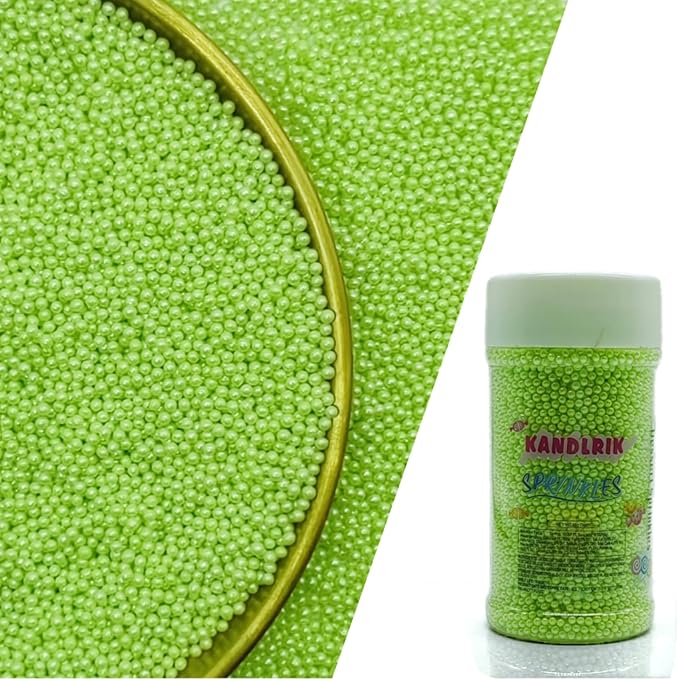 Edible Light Green Sprinkles Candy 2mm Mini Pearls Cake Decorations Cupcake by KandlrikMagicSprinkles