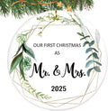 Wedding Gifts for Couples 2025, Our First Christmas Married Ornaments Ceramic by Olicard