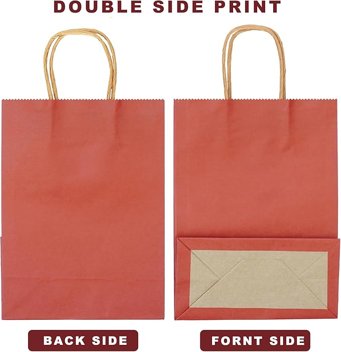 25 PCS Small Dark Red Gift Bags Kraft Paper Bags - Image 3