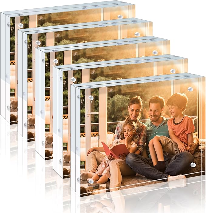 Egofine 6x8 Acrylic Frames 5 Pack, 20mm Thicker Frameless Clear Picture Frames by Egofine