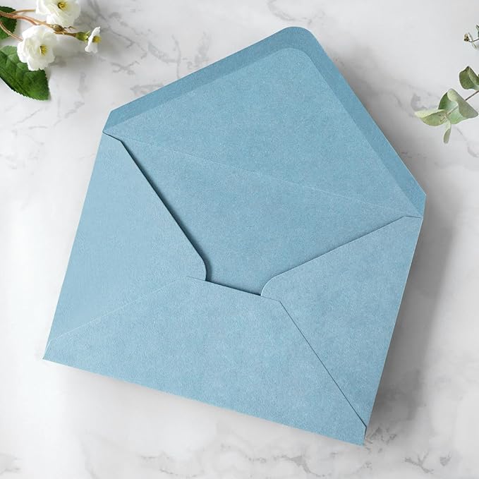 PONATIA 50 PCS A7 Envelopes, 5.25 x 7.48'' Matte Dusty Blue Envelope - Image 3