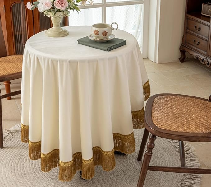 F-CHU White Tablecloth Thickset Velvet Tablecloth - Image 6