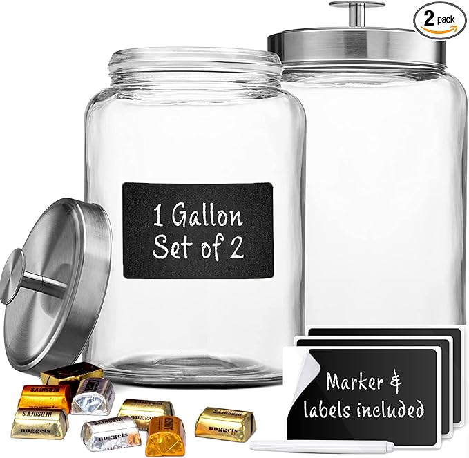 2 Large 1-Gallon Glass Canister Sets by LERAZE