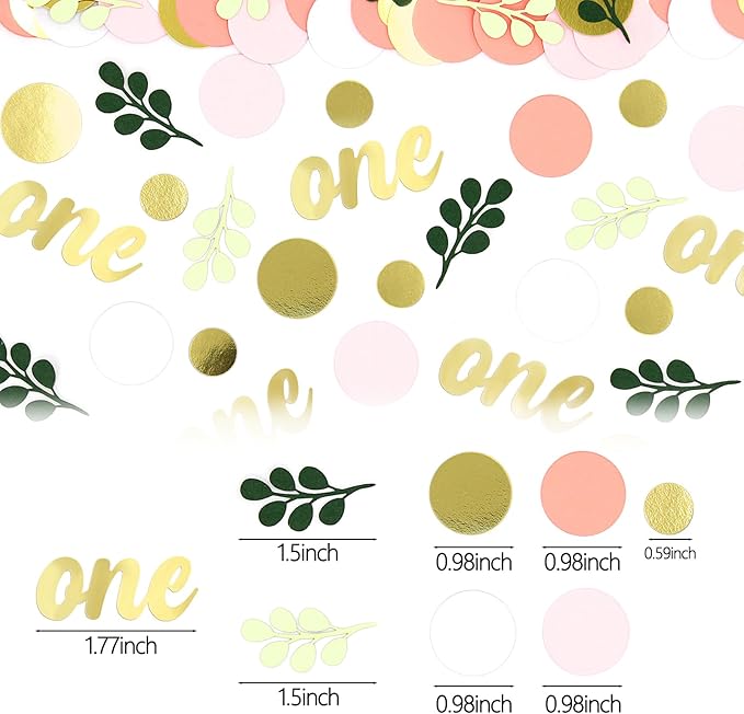 300PC Pink and Sage Green 1st Birthday Confetti First Birthday Decorations - Image 5