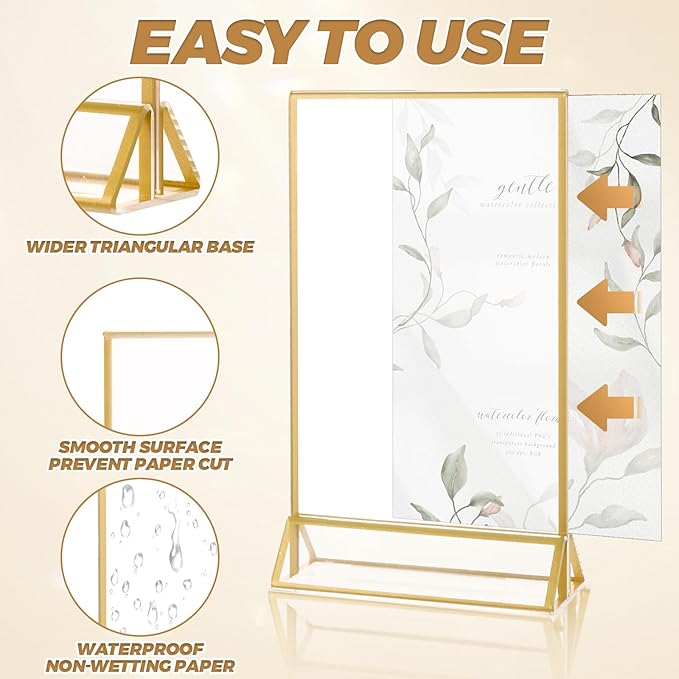 12 Pack Gold Acrylic Sign Holder 4x6 Picture Frame, Double Sided Gold Table - Image 5