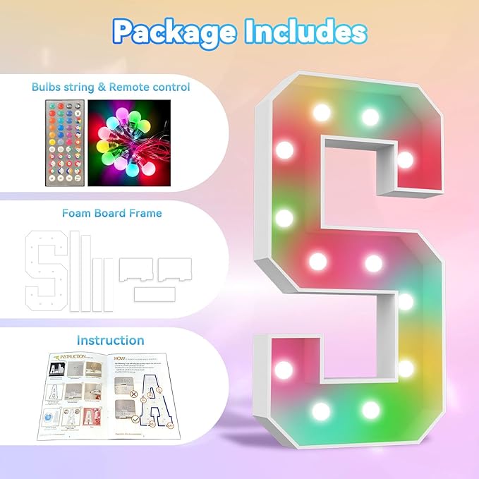 Ledido 4FT Marquee Light Up Letters, 34 Colors Changing Marquee Letter 4 Feet - Image 4