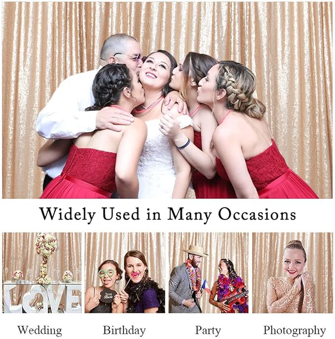ShiDianYi Champagne Sequin Backdrop 8FTx10FT Photography Backdrops Wedding - Image 6