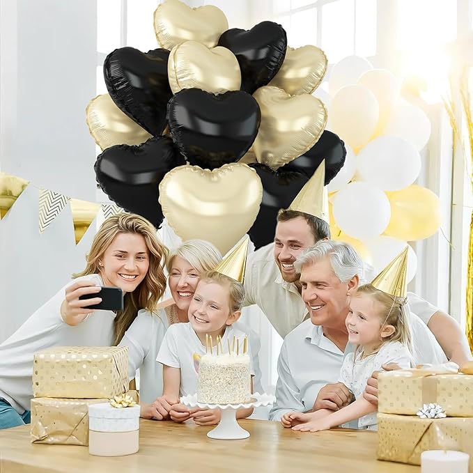 Black Gold Heart Balloons - Image 6