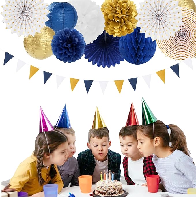 Navy-Blue White Gold Party-Decorations - Image 7