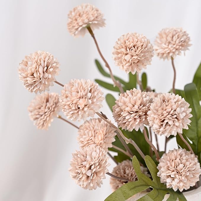 Waipfaru 10pcs Fake Silk Pompon Mum Artificial Flowers, Bulk Faux Mini - Image 6