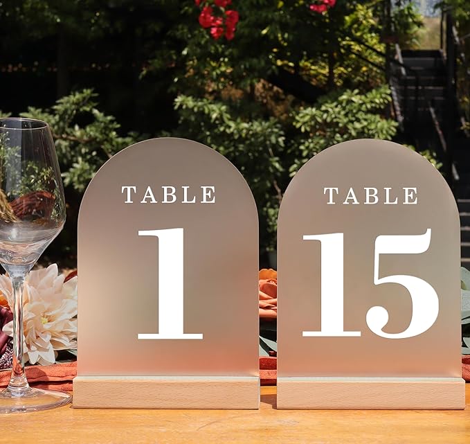 Wedding Table Numbers 1-15, Acrylic Arch Signs by ORGANTEAM