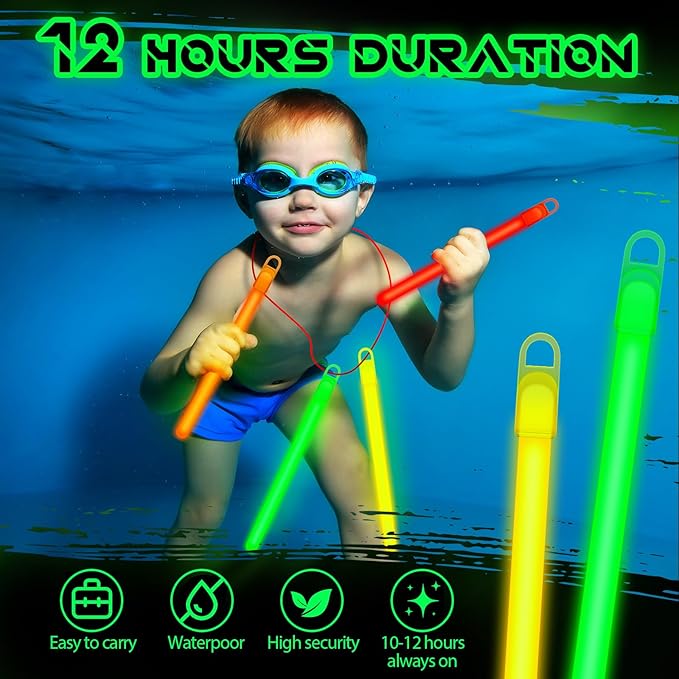 Lewtemi 4" or 6" 100 Pack Bright Glow Sticks Bulk, Glow in The Dark Party - Image 4