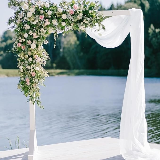 VOK White Wedding Arch Draping Fabric Chiffon Fabric, 29in x 18Ft 2 Panels - Image 7