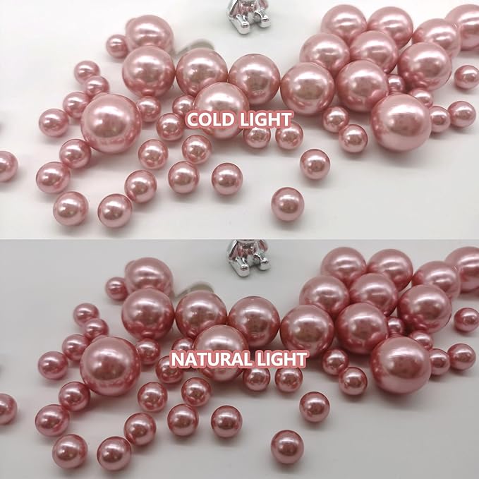 100PCS Dark Pink Faux Pearls Beads - Image 3