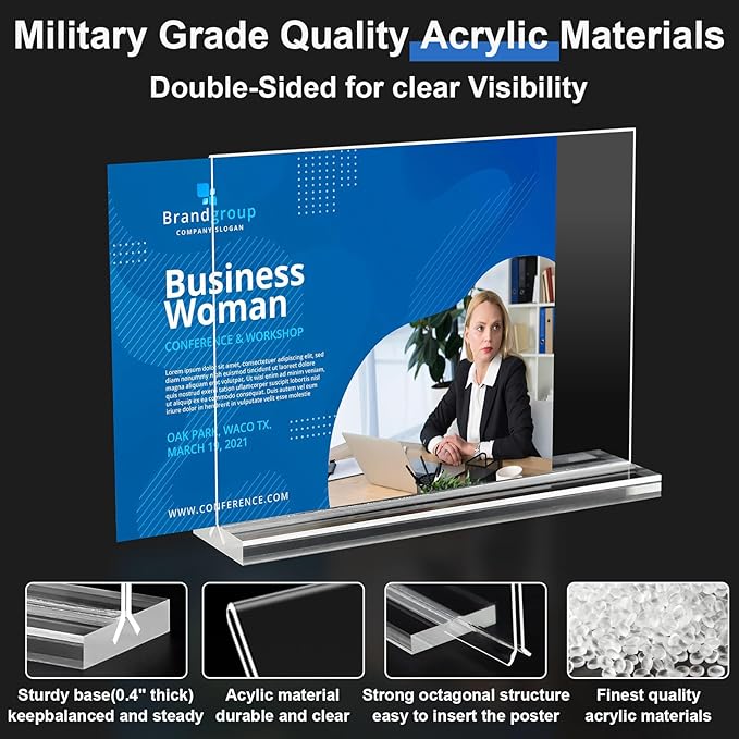 Acrylic Sign Holder 7x5, 6 Pack Clear Double Sided Table Menu Display Stand - Image 2