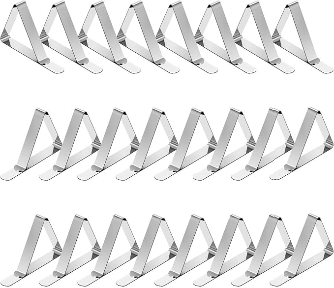 TriPole Tablecloth Clips 24 Pack Stainless Steel Table Cover Clamps Skirt Clips by TriPole