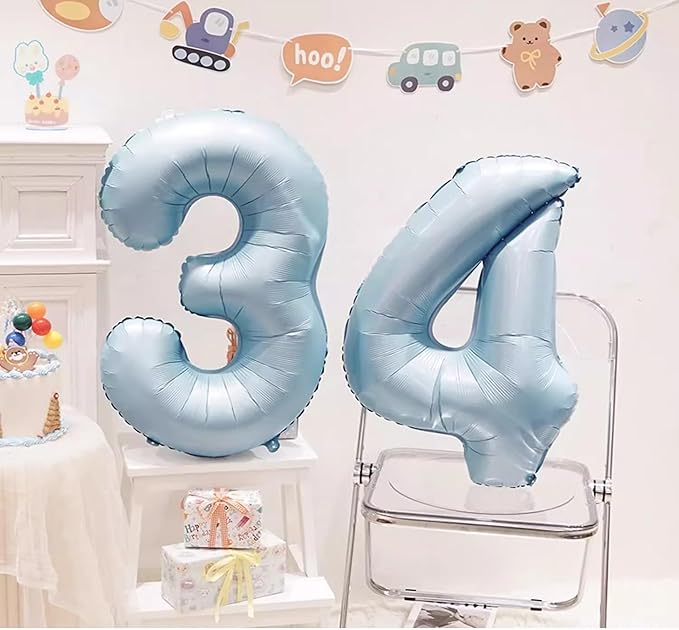 40 Inch Blue Large Numbers Balloons0-9, Number 4 Digit Helium Balloons - Image 6