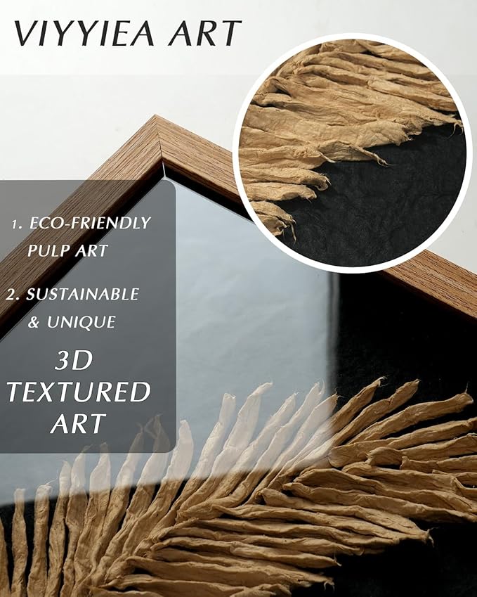 VIYYIEA Framed 3D Textured Wall Art, Handmade Paper Artwork, Modern Minimalist - Image 2