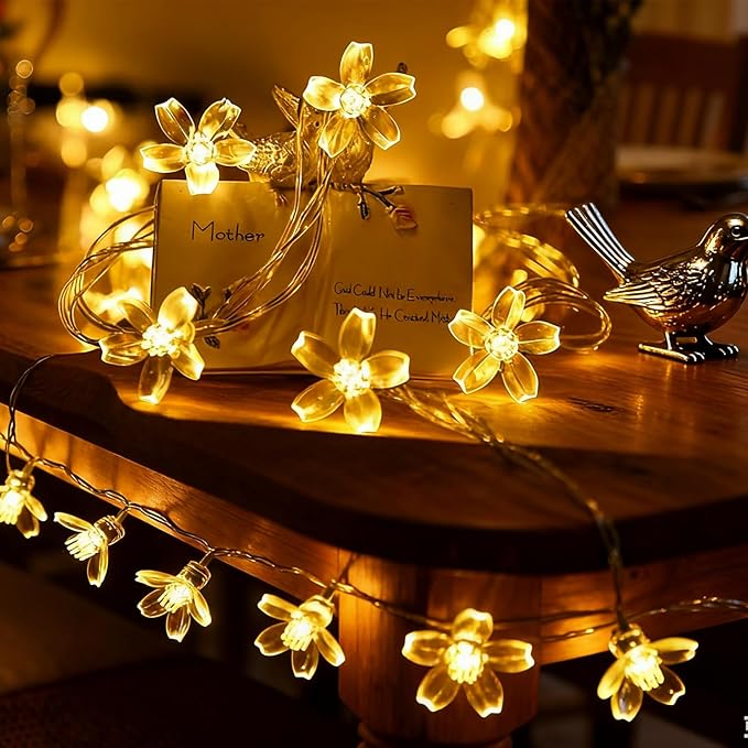 Fairy Flower String Lights Indoor Decorations, 33ft 100 LED Plug in Warm White - Image 6