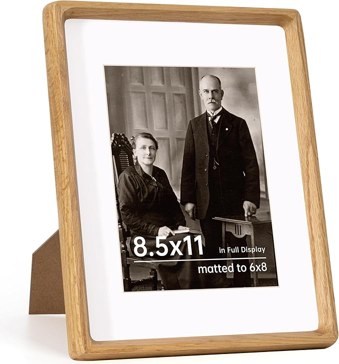8.5x11 Picture Frame USA-Sourced Natural White Oak Wood Solid Original Wood by Dreamland