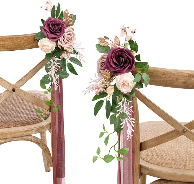 Ling's Moment 8pcs Aisle Pew Artificial Flowers Arrangements by LingsMoment