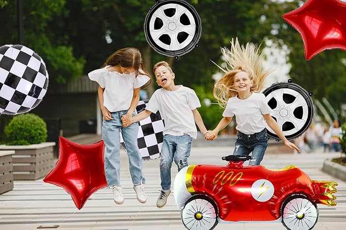 7 Pcs Vintage Race Car Balloon Set, Racing Theme Birthday Party Baby Shower - Image 4