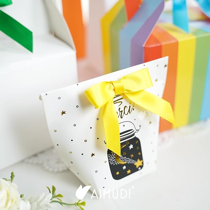 AIMUDI Rainbow Ribbon Bows 2.5" Satin Twist Tie Bows - Image 9