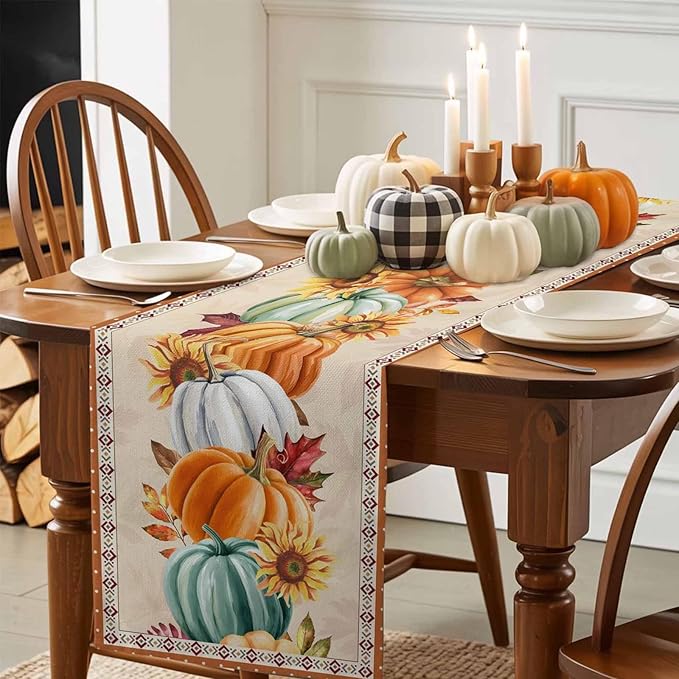 Fall Thanksgiving Southwest Cotton Linen Table Runner - Image 3