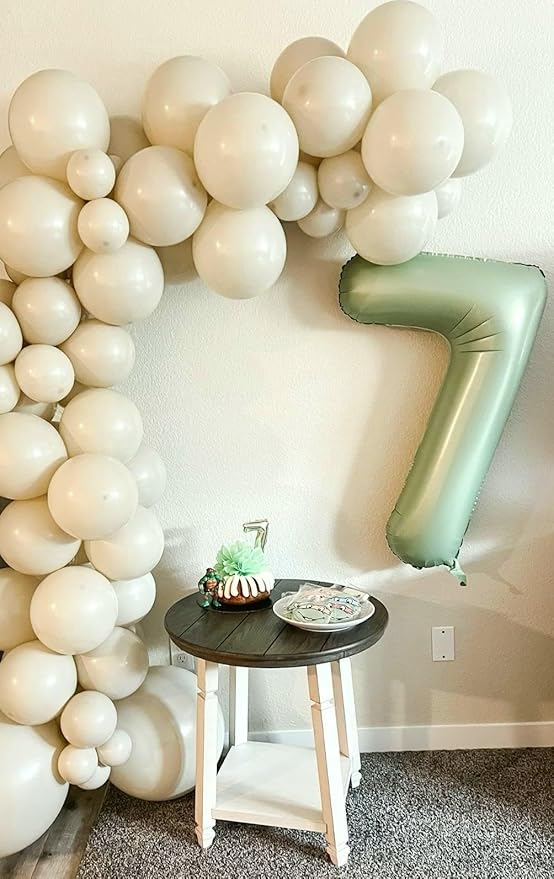 Sage Green Number 7 Birthday Balloon 40 Inch, Digital Balloons - Image 4