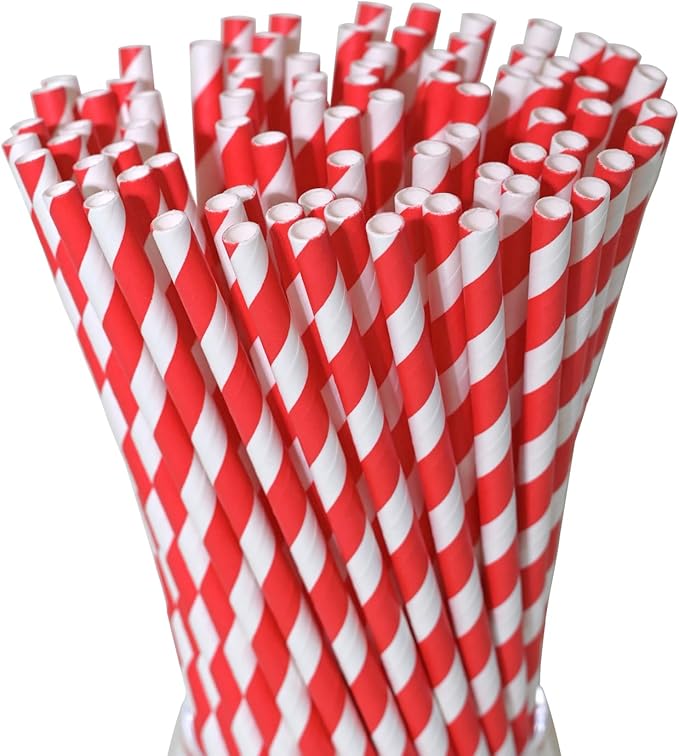 Disposable Red White Paper Straws by GLUJASBIO