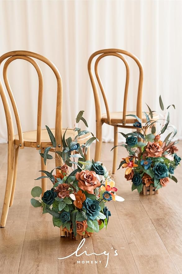 Ling's moment 17.5" Tall Standing Artificial Flowers Arrangements 4pcs Fall - Image 5