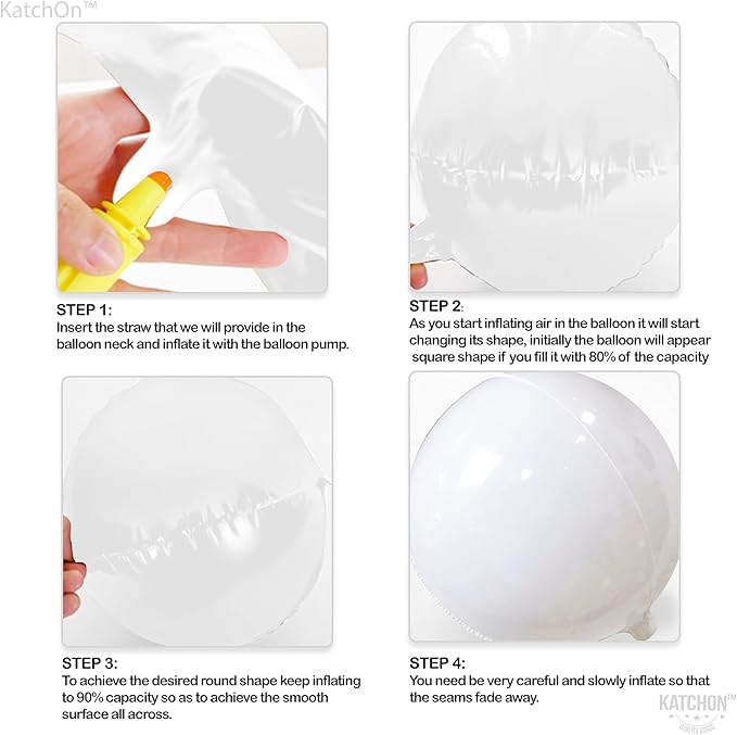 KatchOn, Round White Foil Balloons - Image 4