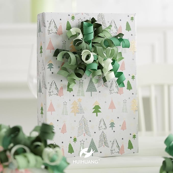 HUIHUANG Green Curly Gift Bows Self Adhesive Sage Green Burst Gift Bow - Image 3