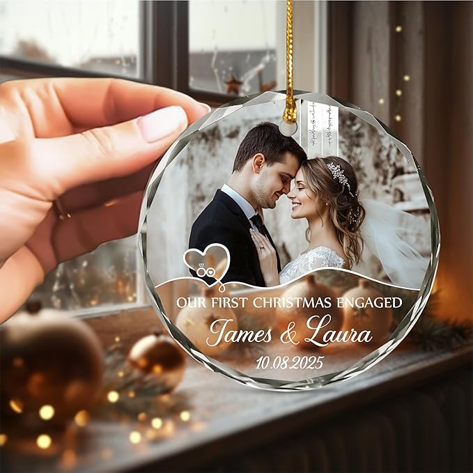 Personalized Our First Christmas Engaged Ornaments - Image 5