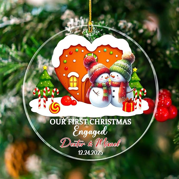 Our First Christmas Engaged Ornament 2025, Personalized Date & Name Engaged - Image 3