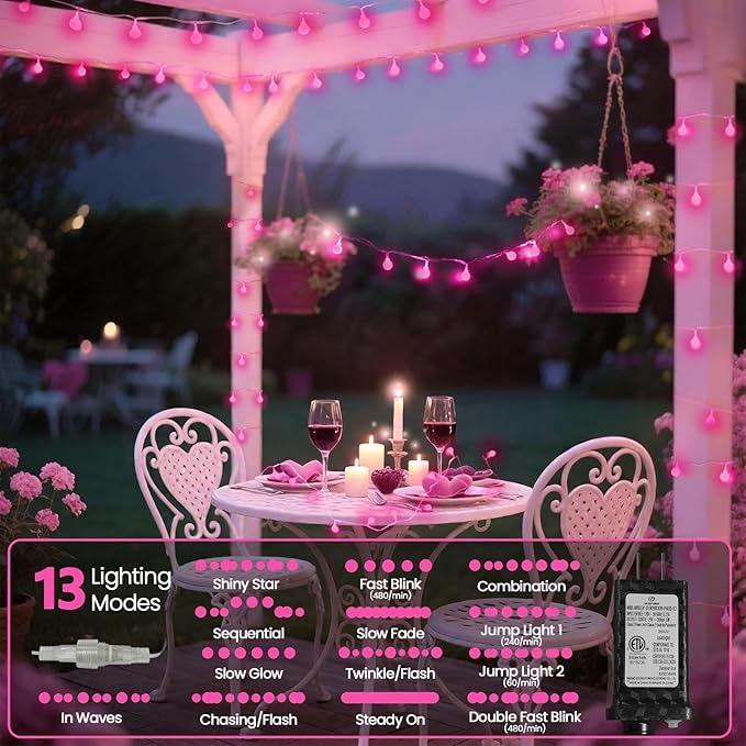 100LED Pink String Lights Outdoor Indoor - Image 6