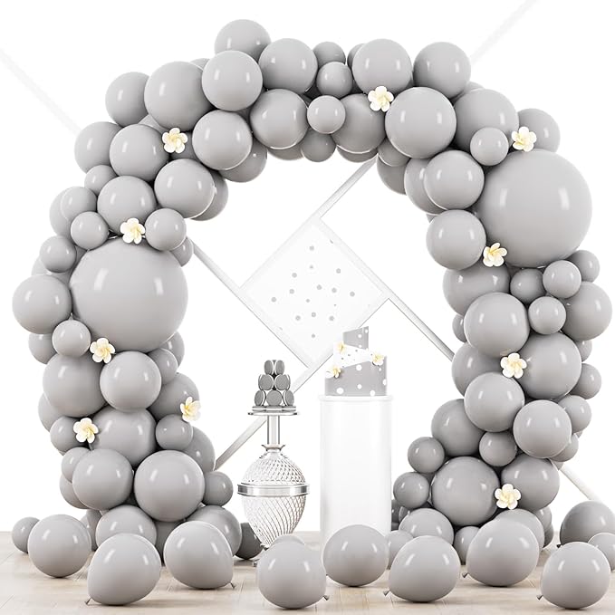 90pack Gray Balloons Different Size 18/12/10/5 Inch Pastel Grey Balloon Garland by Voircoloria