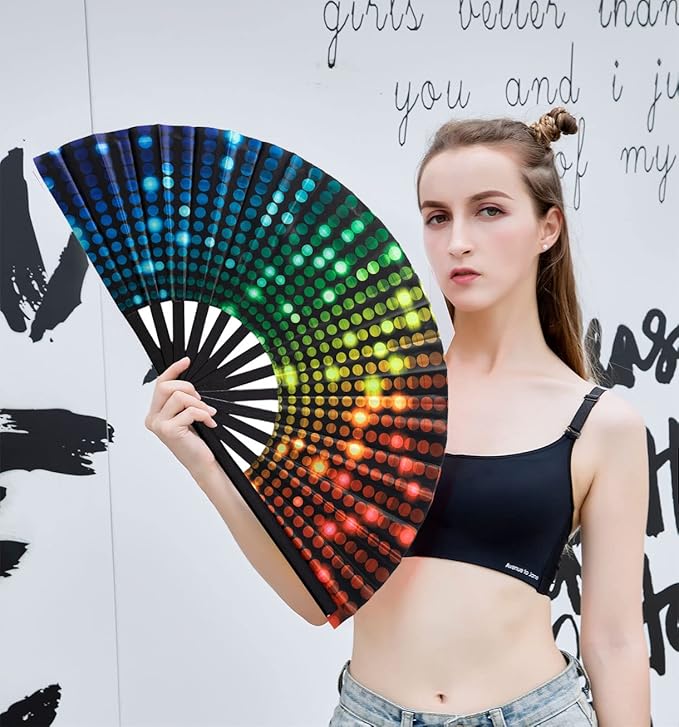 Amajiji Large Folding Hand Rave Fan Popping Fan - Image 5