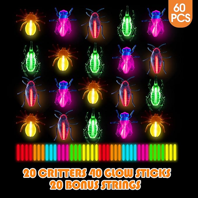 Glow Critters for Halloween Party Favor, Glow in The Dark Toys Set for Kids - Image 2