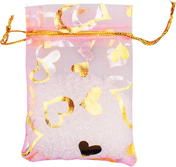 100 Pack 2.8 x 3.5 Inch Flower Heart Organza Jewelry Gift Pouch Candy Pouch by QIANHAILIZZ