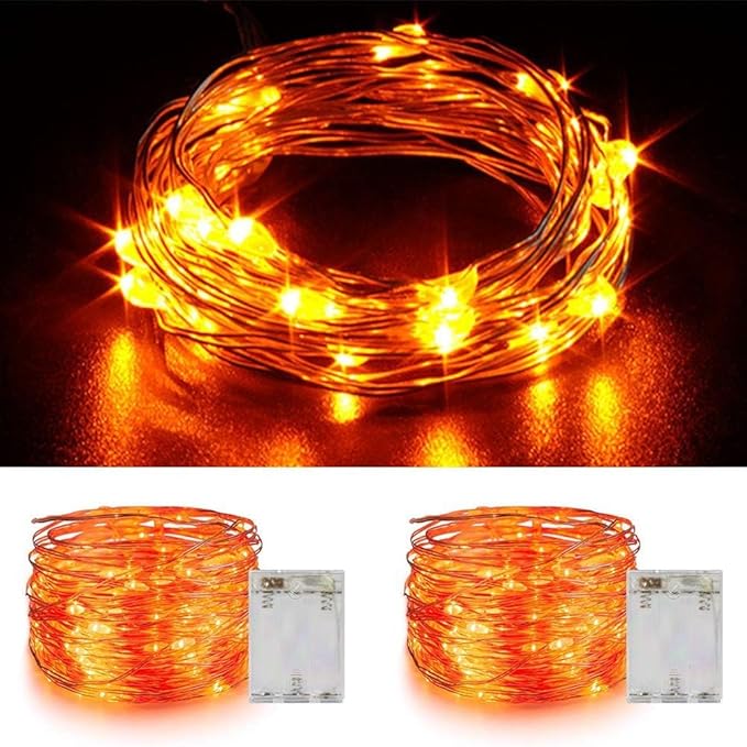 ANJAYLIA 2 Pack Orange String Lights - Image 2