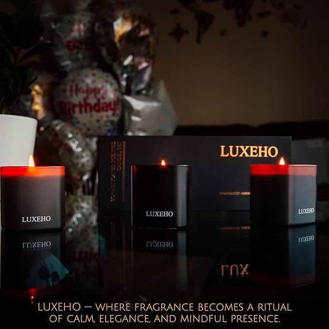 Luxury Scented Candle Gift Set 3-Pack | Champagne, Sandalwood & Amber | Clean - Image 8