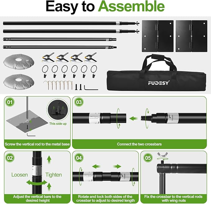 FUDESY Backdrop Stand Heavy Duty, 10x10ft Adjustable Photo Background Pipe and - Image 6