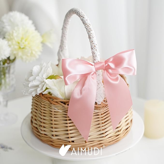 AIMUDI Baby Pink Satin Bows 5.5" Bows - Image 5