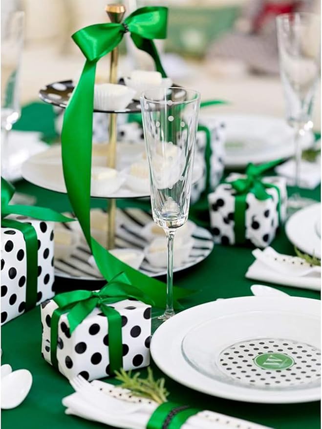 1" x 50 Yards Emerald Green Satin Ribbon Single Faced Fabric Ribbons - Image 6